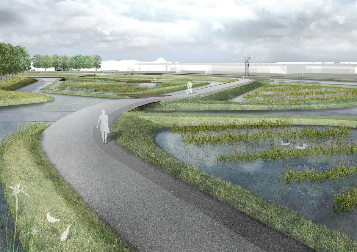 Impressie van de Poelzone met de vispaaiplaats 