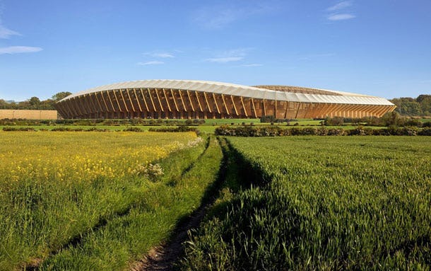 Zaha Hadid Architects wint met houten voetbalstadion