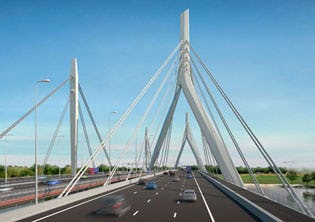 Nieuwe brug over Waal wordt ineengeschoven