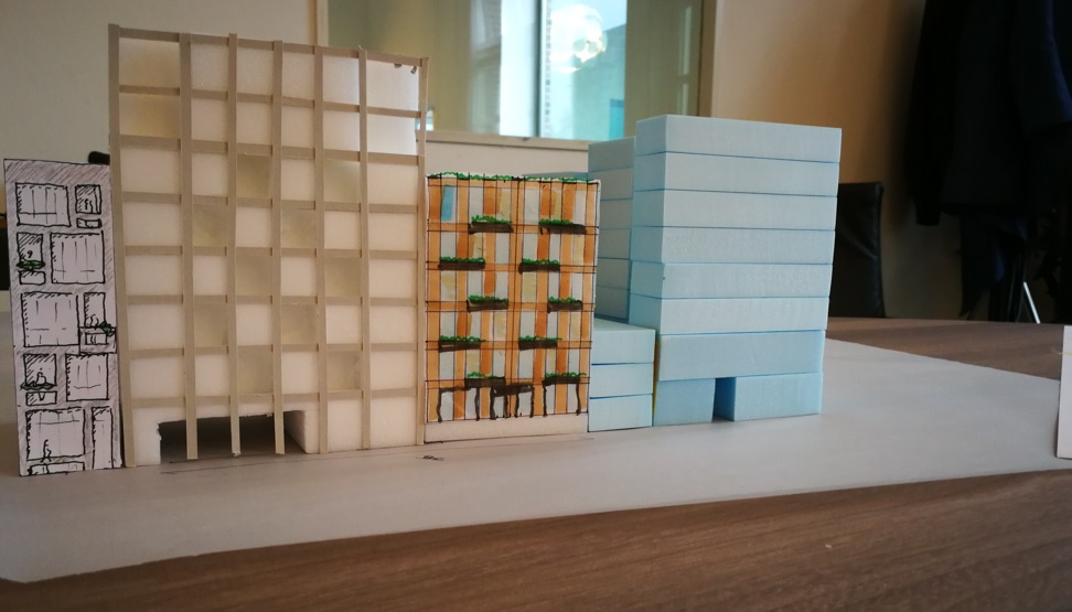 De eerste studie voor Kavel 2 van Bureau Fraai, Laura Alvarez Architecten en Architectuur Maken. 