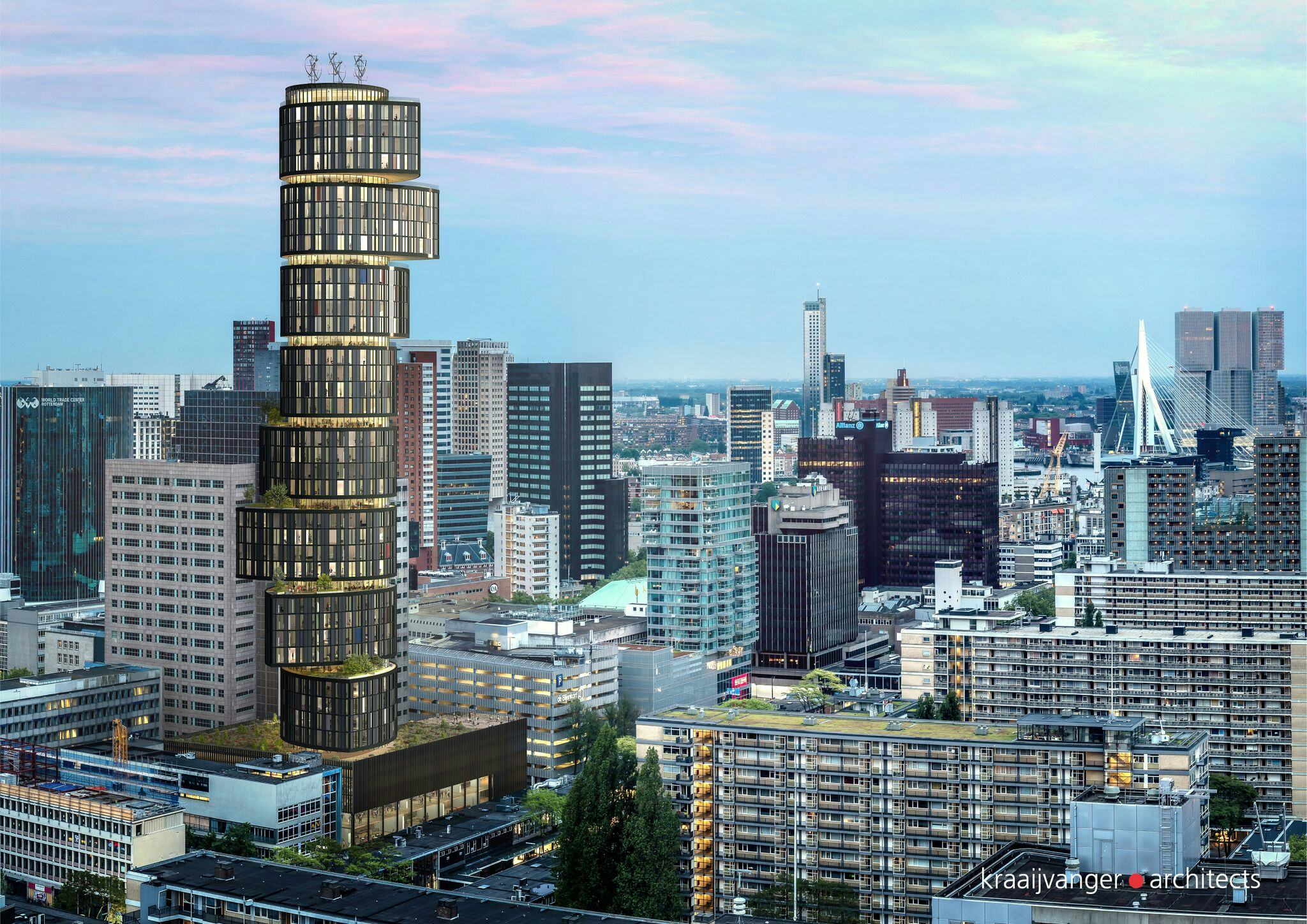 Het concept voor de 360° gaat terug op het al bestaande Rotterdam Building van Kraaijvanger Architects