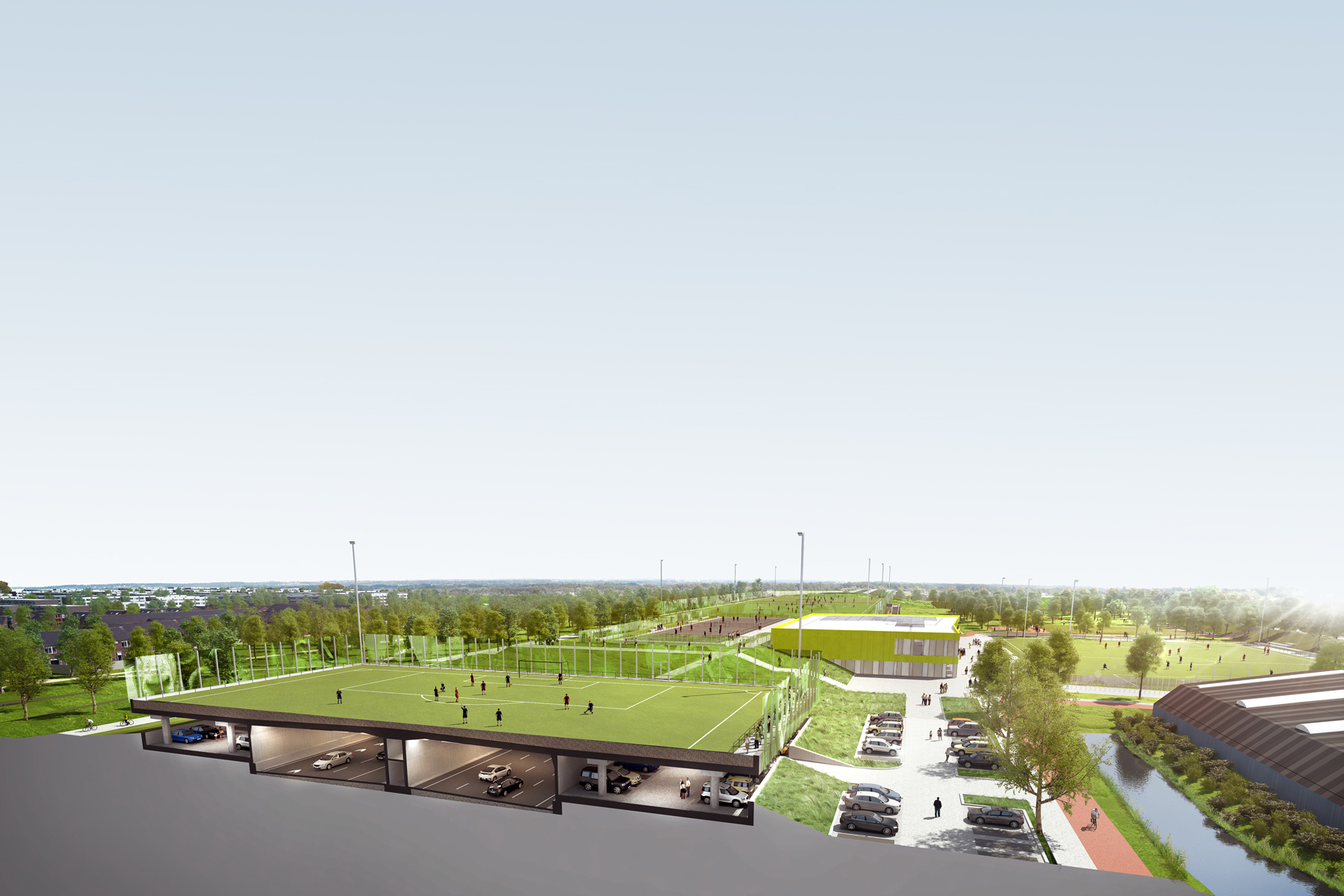 Sporten boven op de snelweg