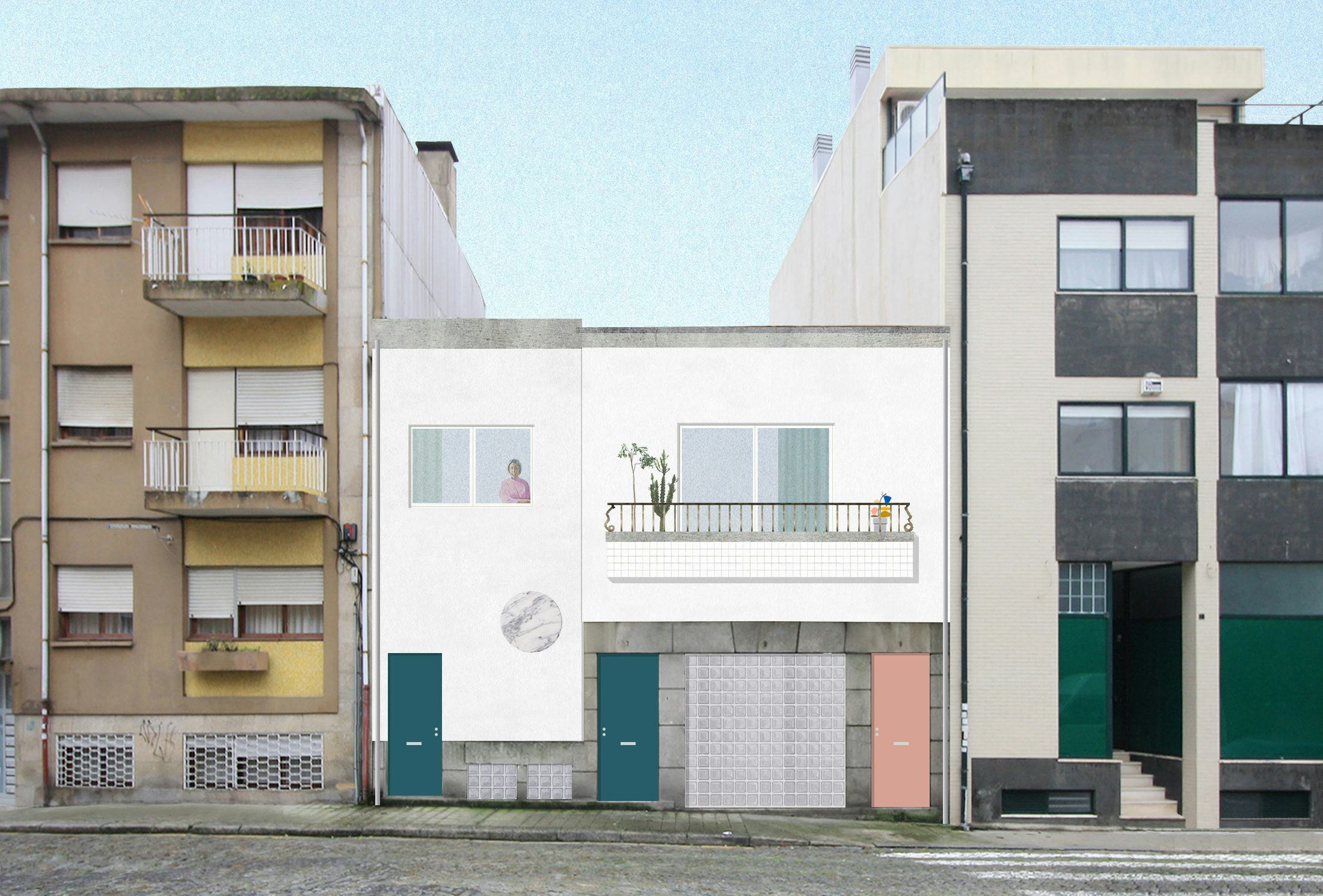 Gevel van een huis en atelier in Porto (PT), beeld fala