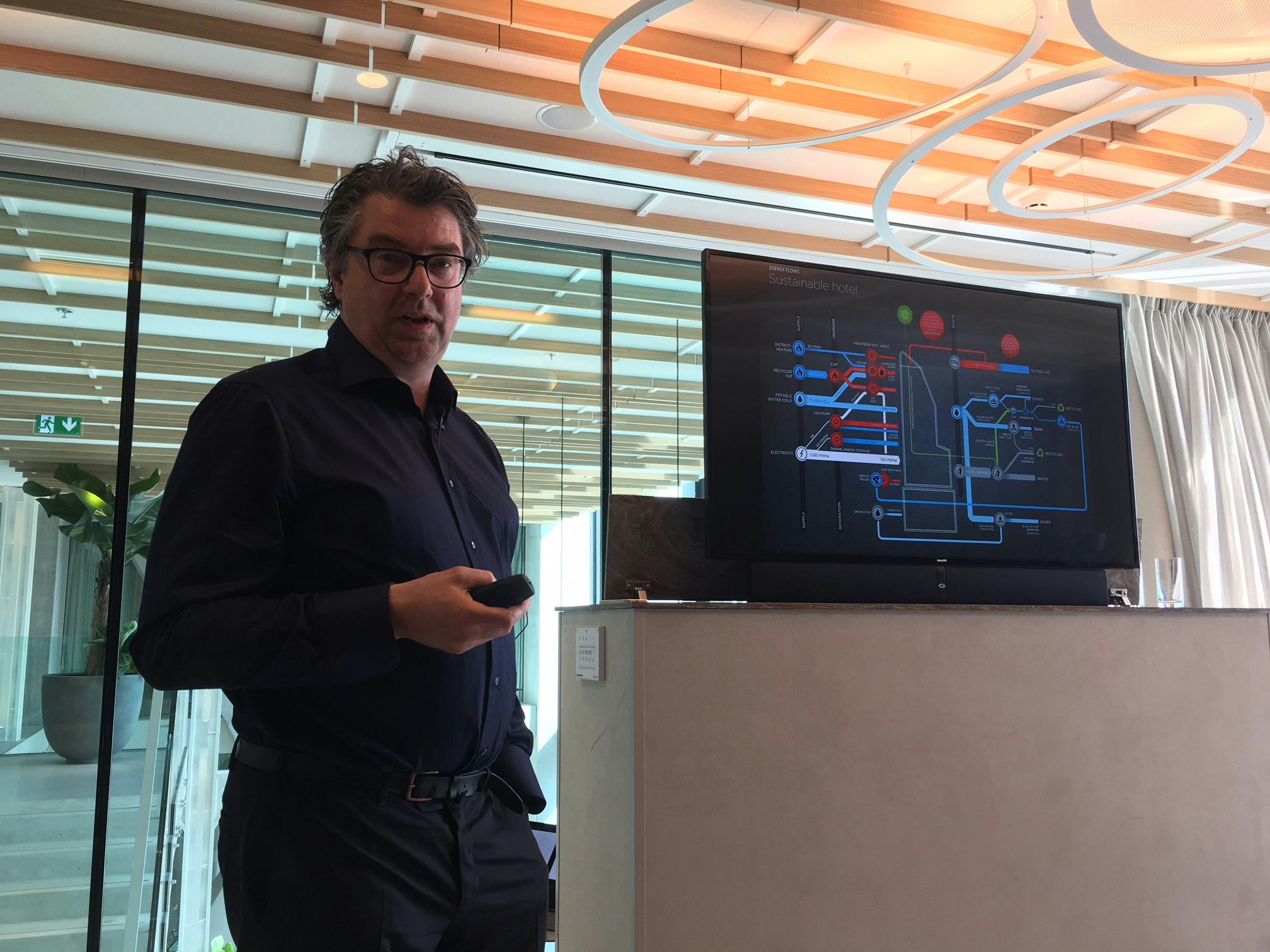 Paul de Ruiter tijdens het projectbezoek van de redactie van de Architect aan het QO Amsterdam. Beeld Harm Tilman