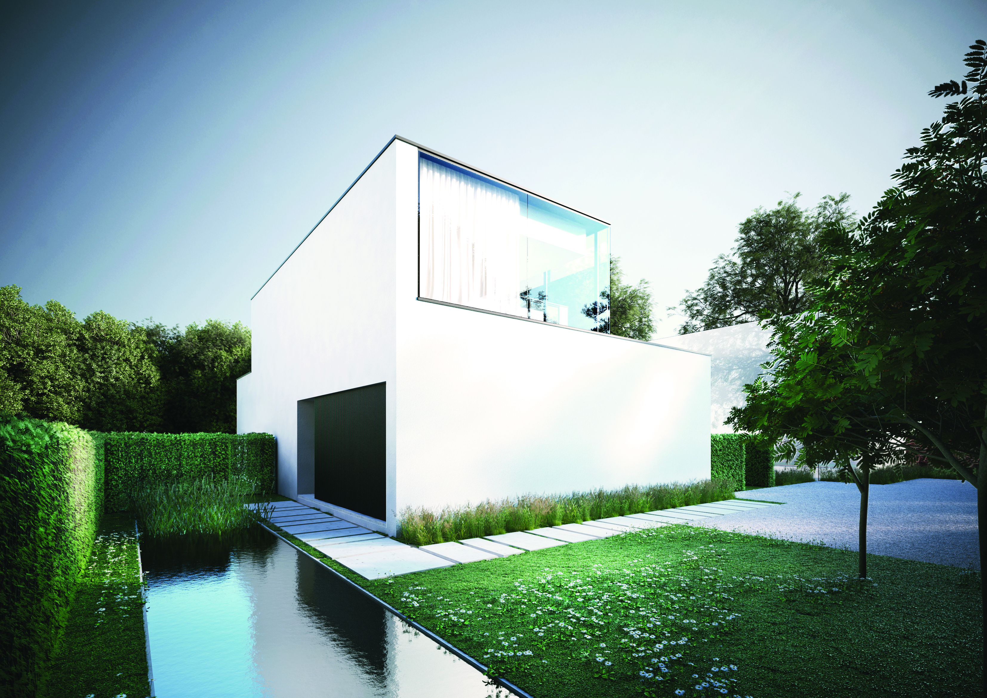 Een wit monolithisch blok was voor de architect het uitgangspunt bij het ontwerp van de villa in Meise (B).