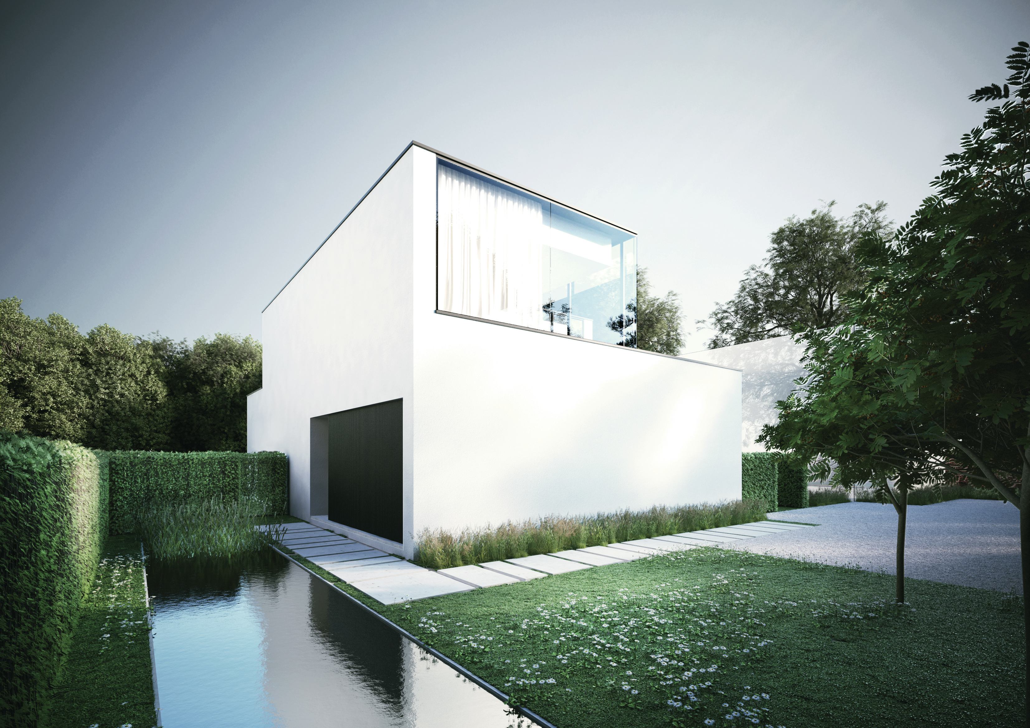Een wit monolithisch blok was voor de architect het uitgangspunt bij het ontwerp van de villa in Meise (B).