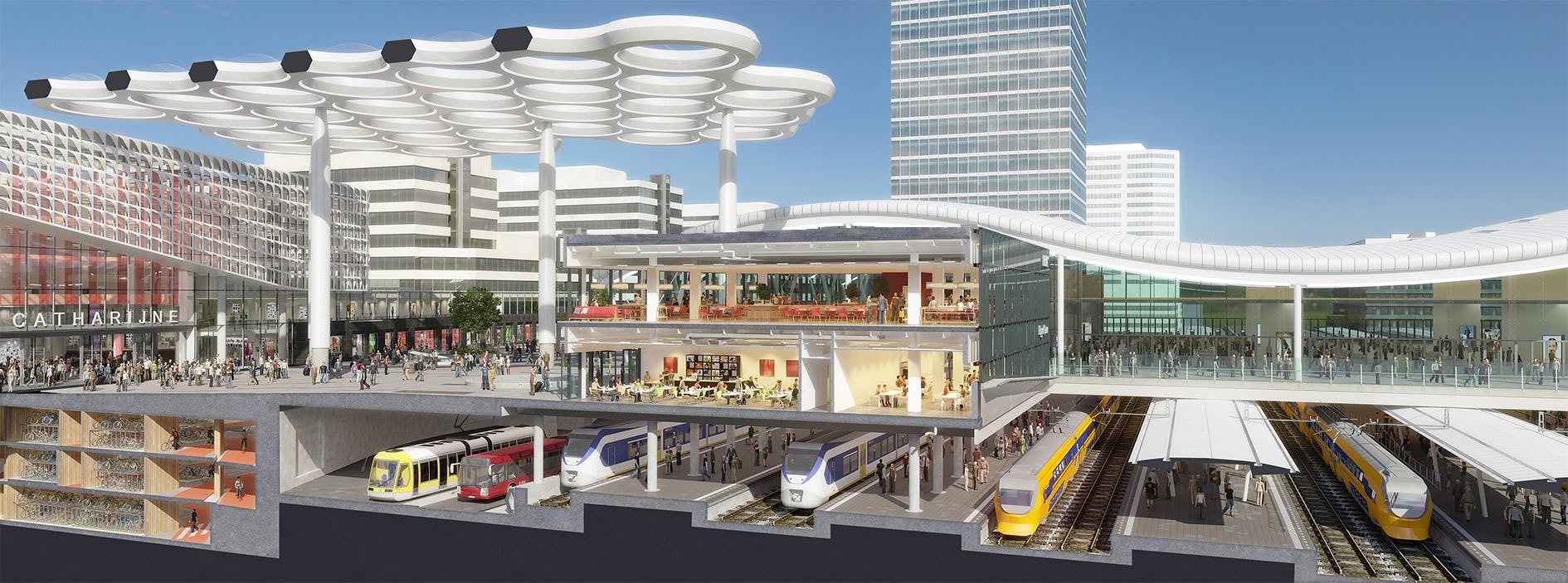 Rendering doorsnede van Het Paviljoen: MoederscheimMoonen Architects