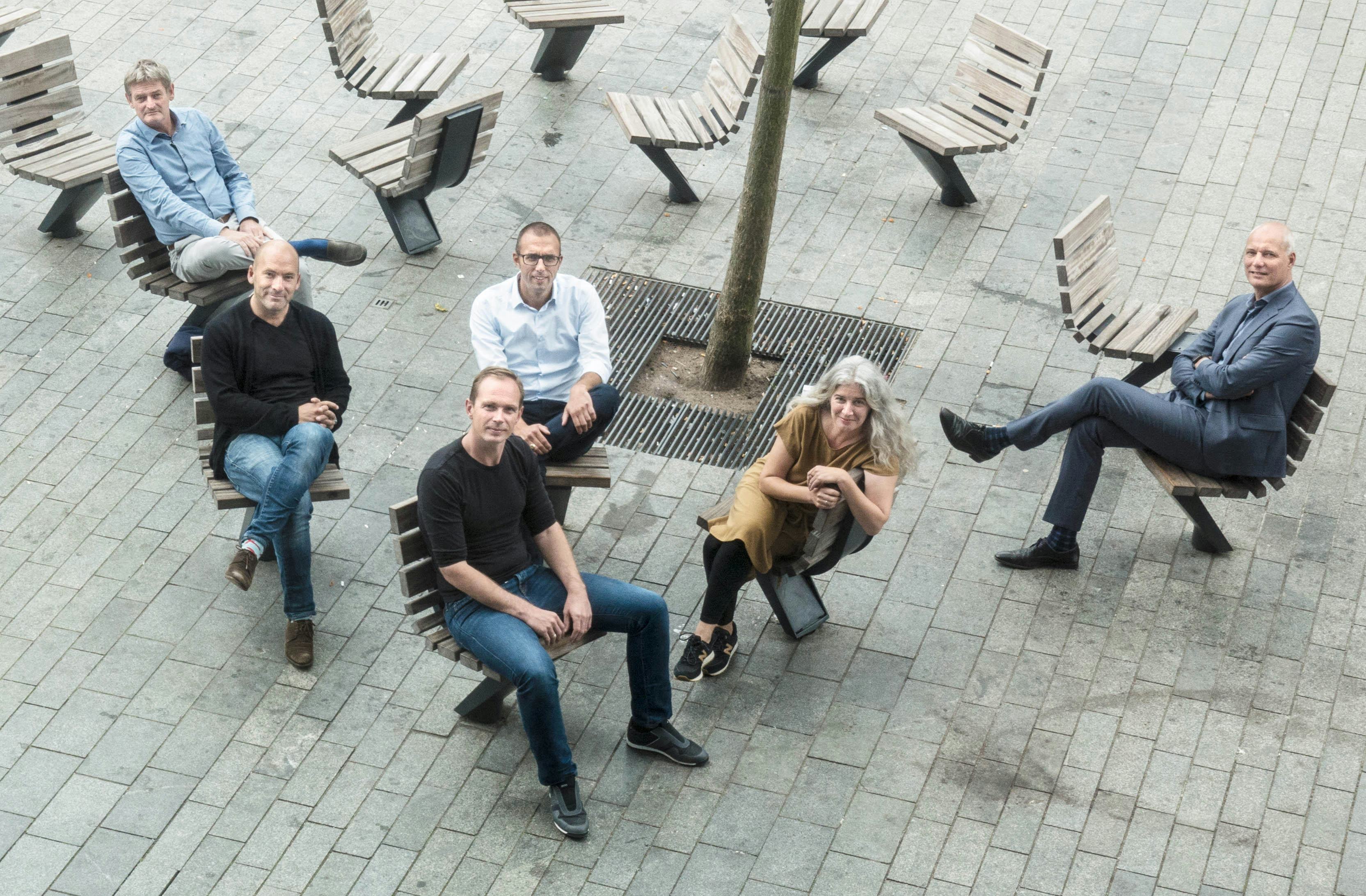 Management team van Kraaijvanger met van links naar rechts: Dirk Jan Postel, David Hess, Vincent van der Meulen, Bas Niese, Daniëla Schelle, Hans Goverde