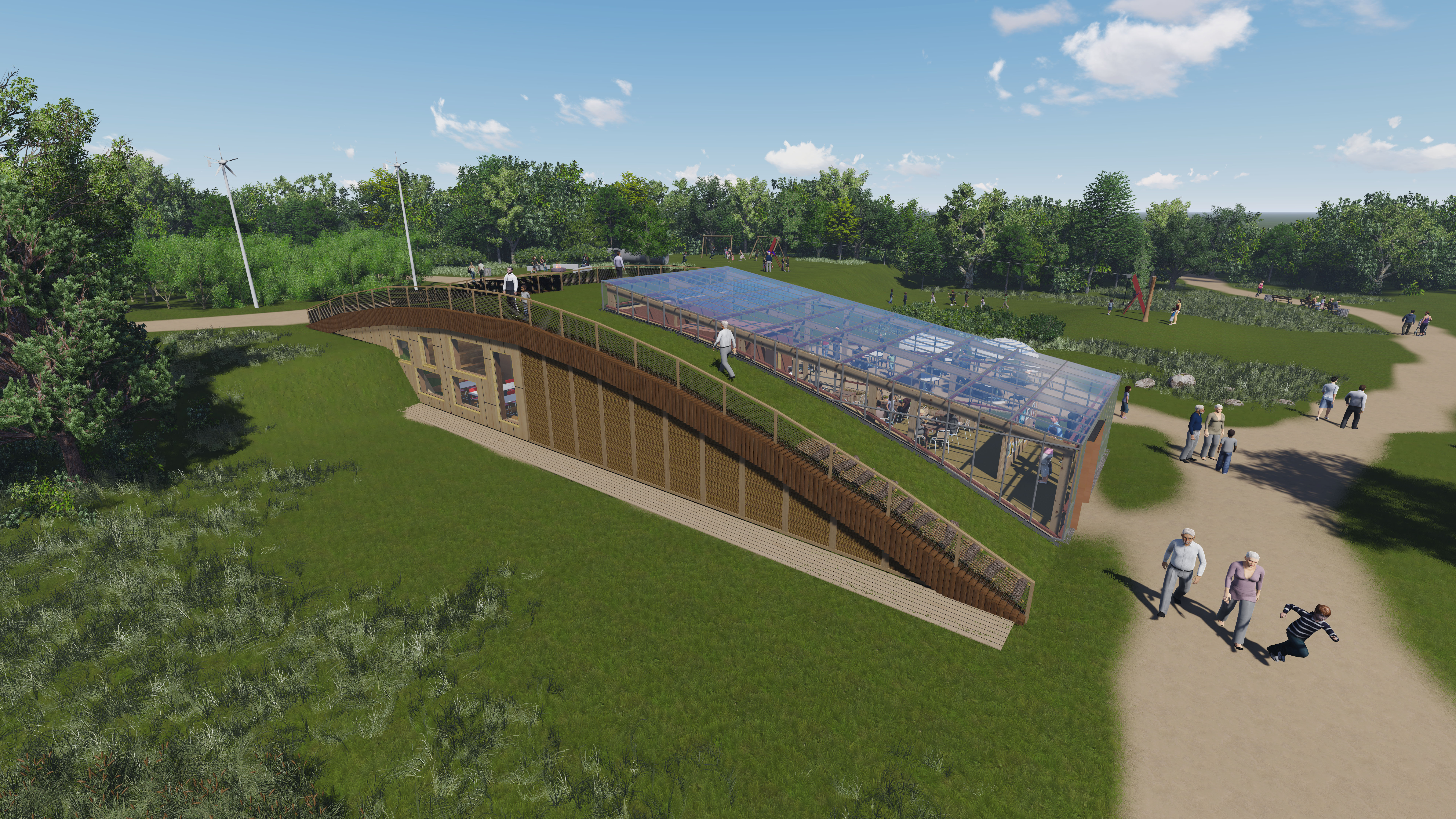 Impressie van het toekomstige bezoekerscentrum in De Hooge Nesse / Veerplaat door SUS-Ateliers, Hogeschool Rotterdam