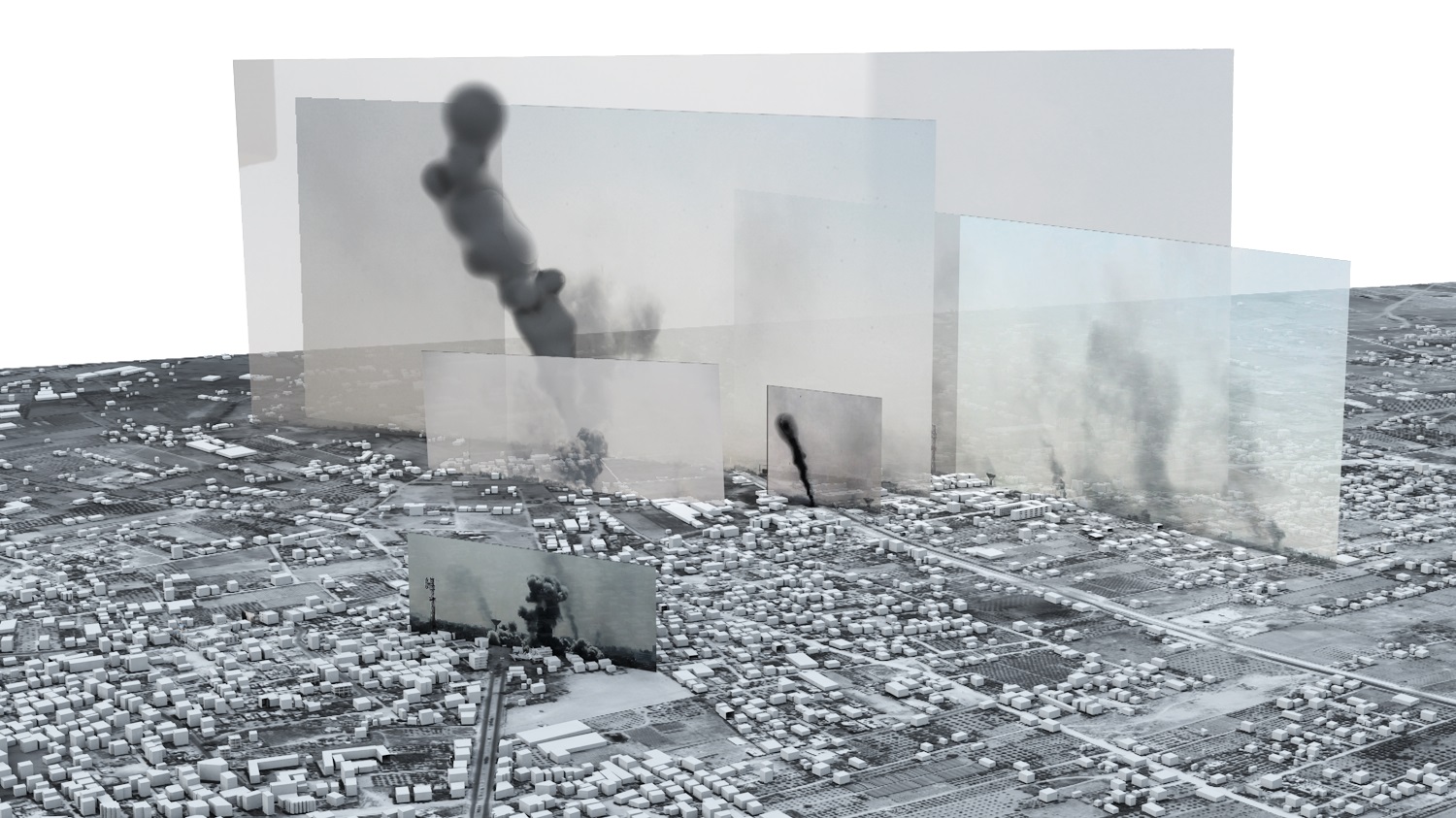 The Bombing of Rafah Gaza Palestine. Beeld Forensic Architecture