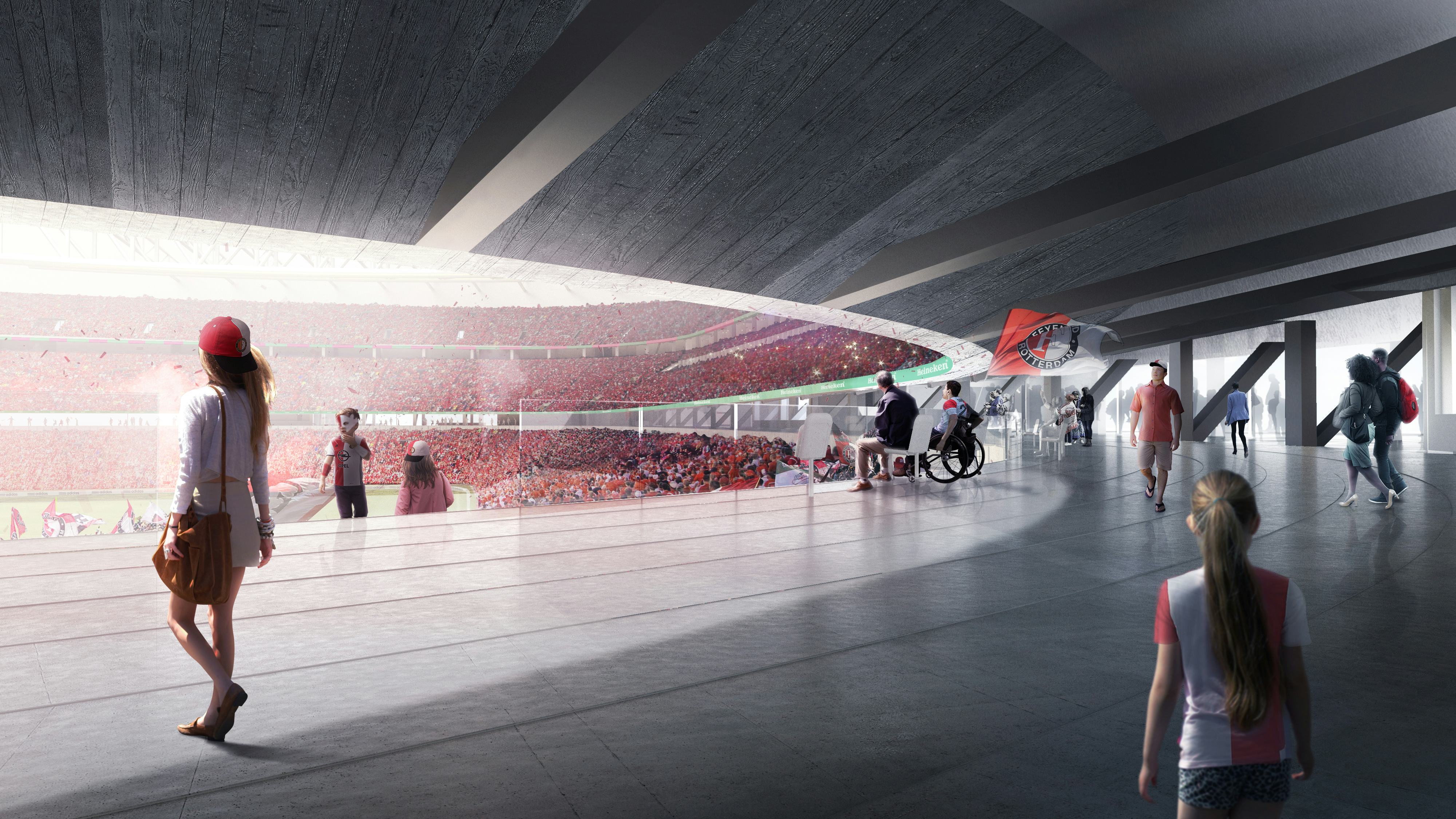 Ontwerp OMA/David Gianotten voor nieuw stadion Feyenoord aan de Maas goedgekeurd