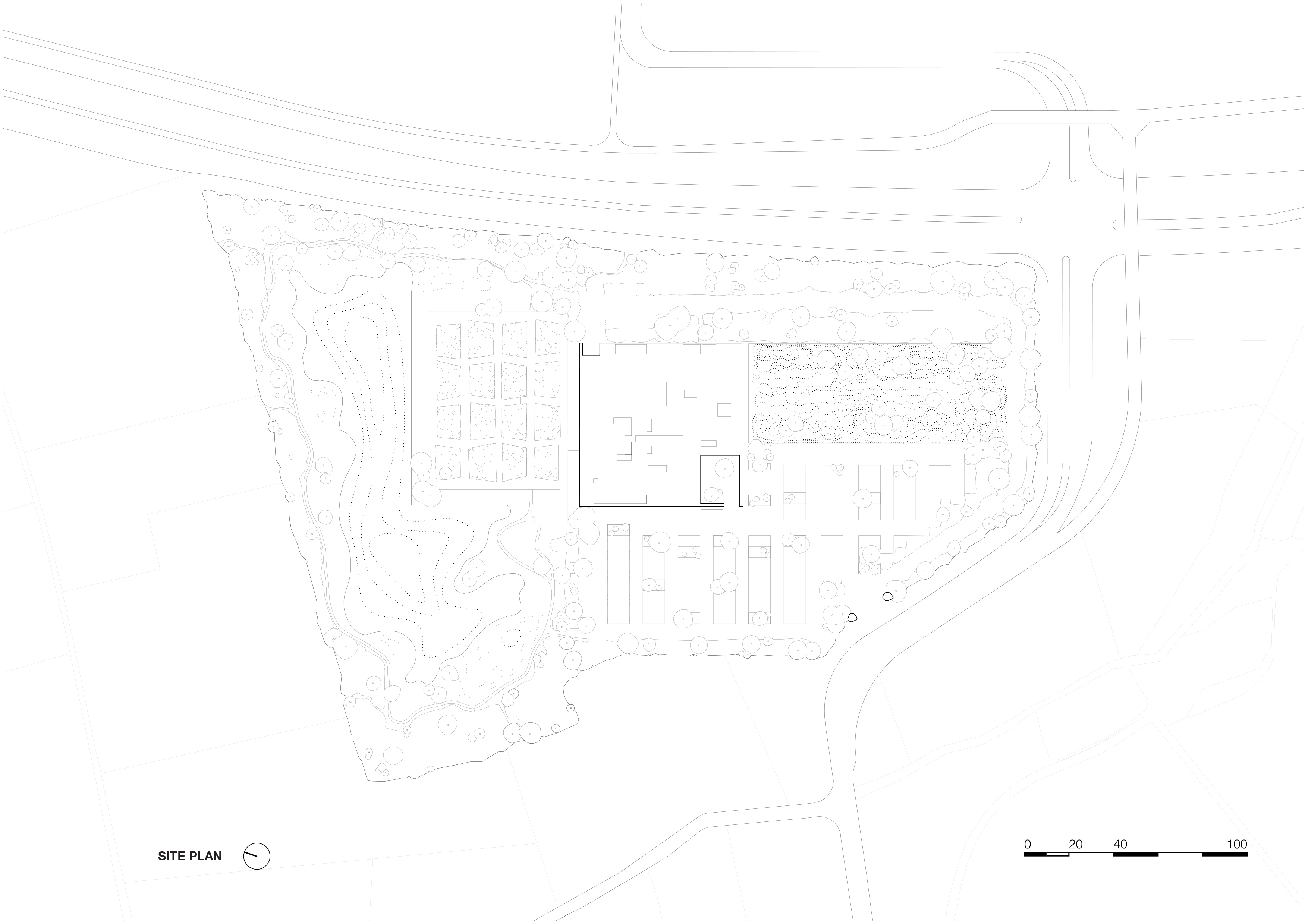 siteplan 1_2000. Crematorium Siesegem -KAAN Architecten. beeld Simone Bossi