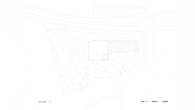 siteplan 1_2000. Crematorium Siesegem -KAAN Architecten. beeld Simone Bossi