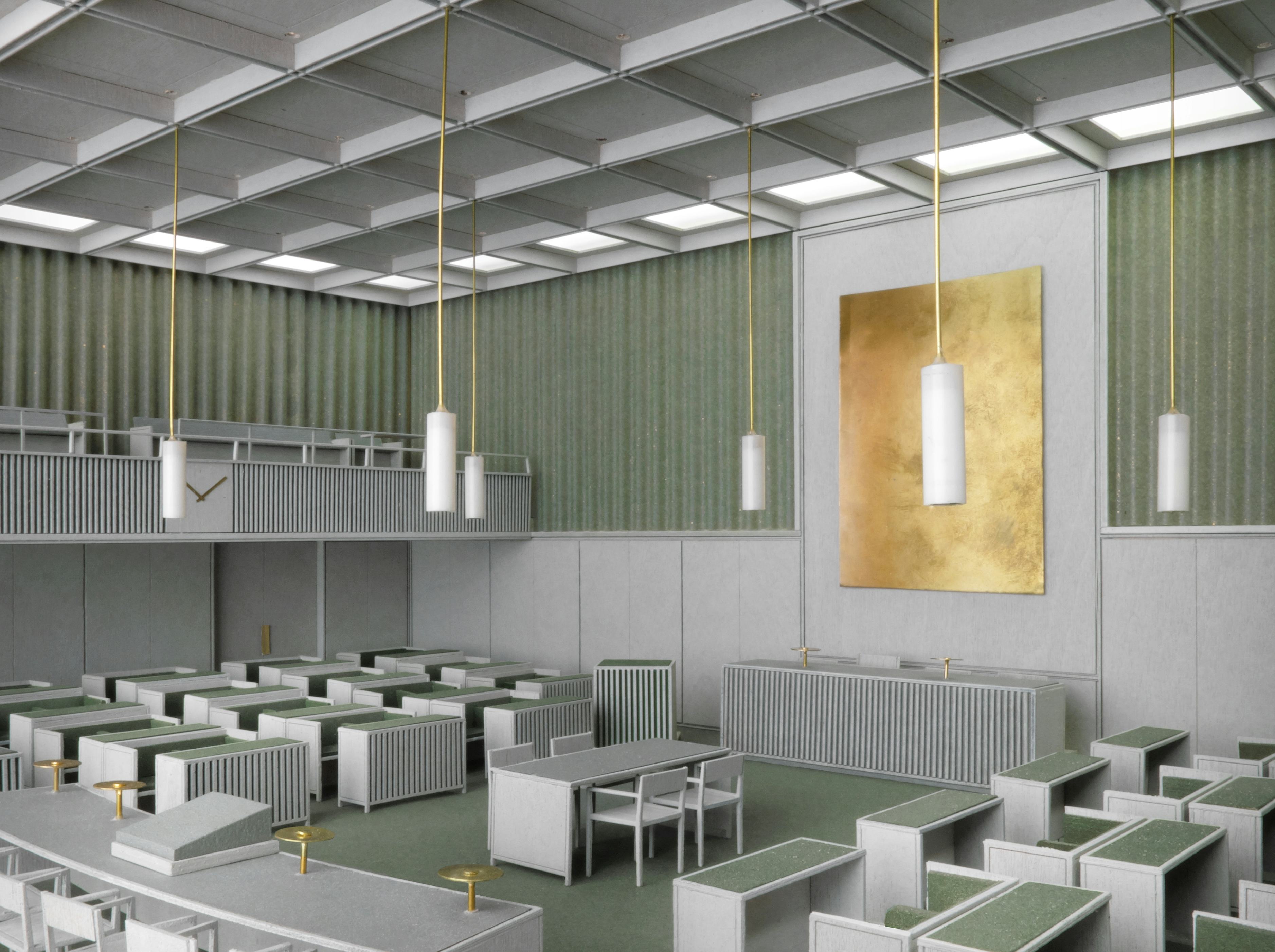 Maquette tijdelijke plenaire zaal Eerste Kamer Den Haag, beeld Happel Cornelisse Verhoeven