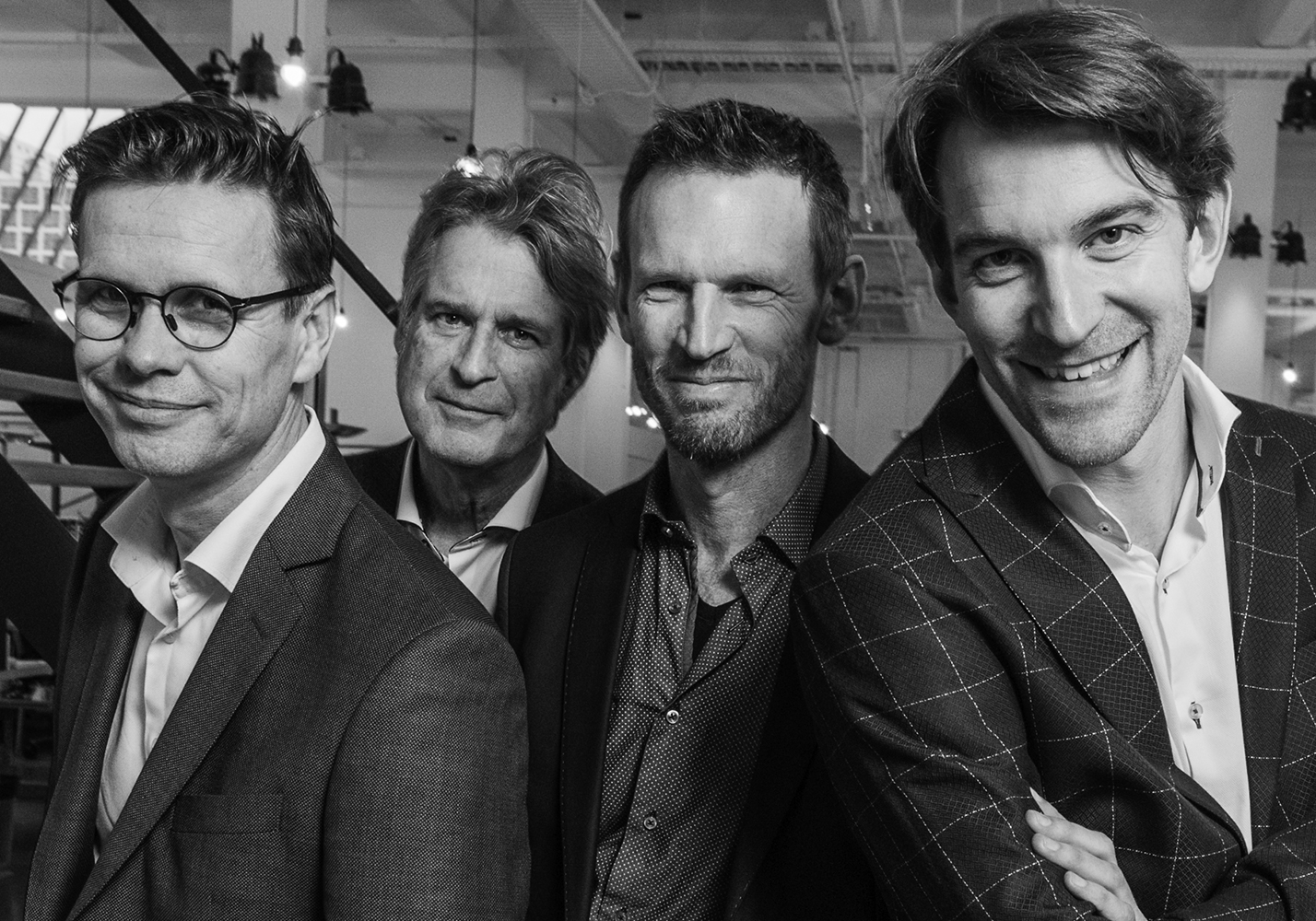 Van links naar rechts: René Buur (Den Haag), Pieter Sitsen (Den Haag), Roel Jansen (Eindhoven) en Sebastiaan Jansen (Eindhoven). Beeld: Bas Kijzers