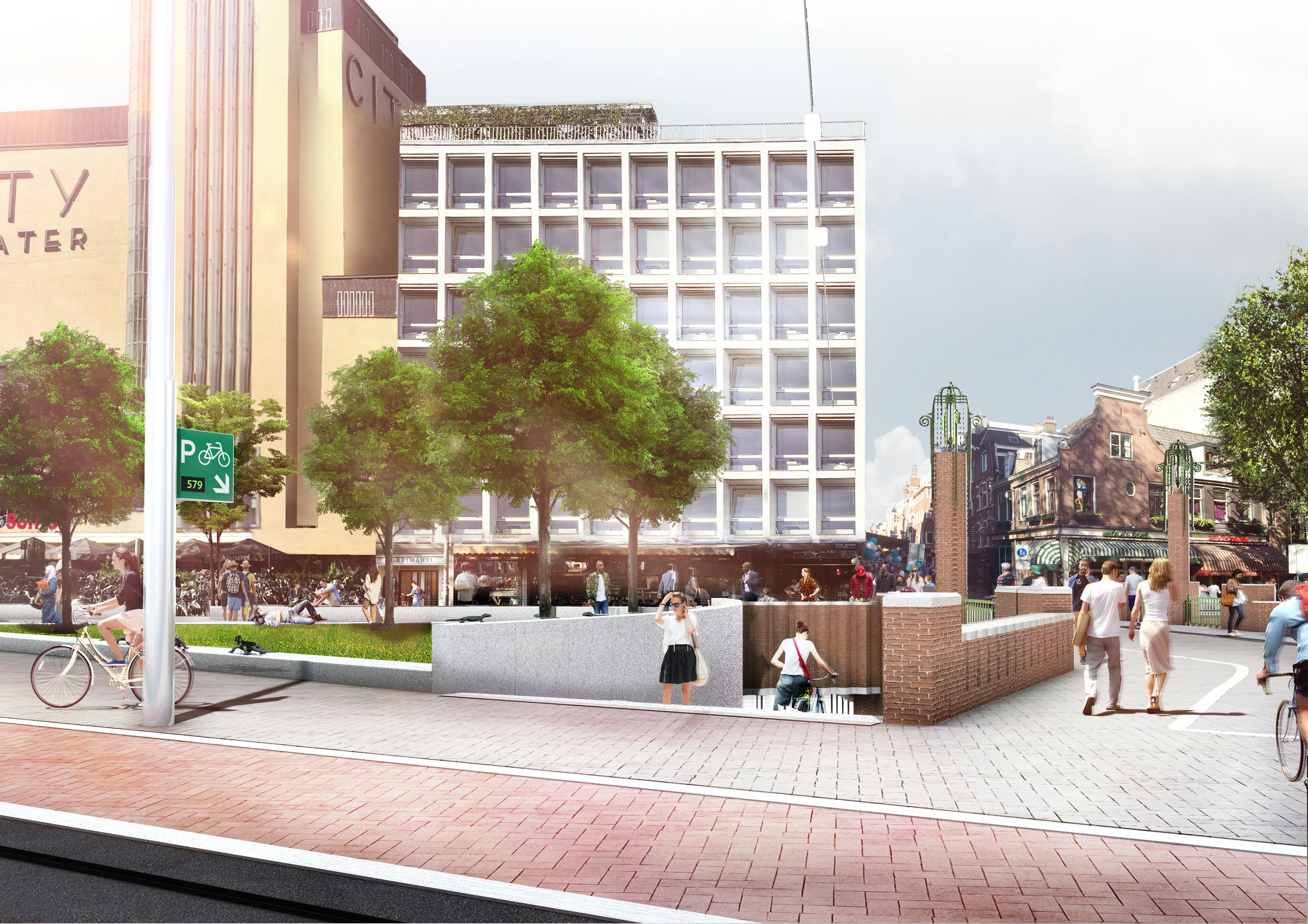 Ondergrondse fietsenstalling Kleine-Gartmanplantsoen, Leidseplein, Amsterdam