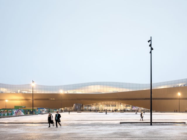 Westgevel. Central Library Oodi. Helsinki door ALA Architects. Beeld Tuomas Uusheimo