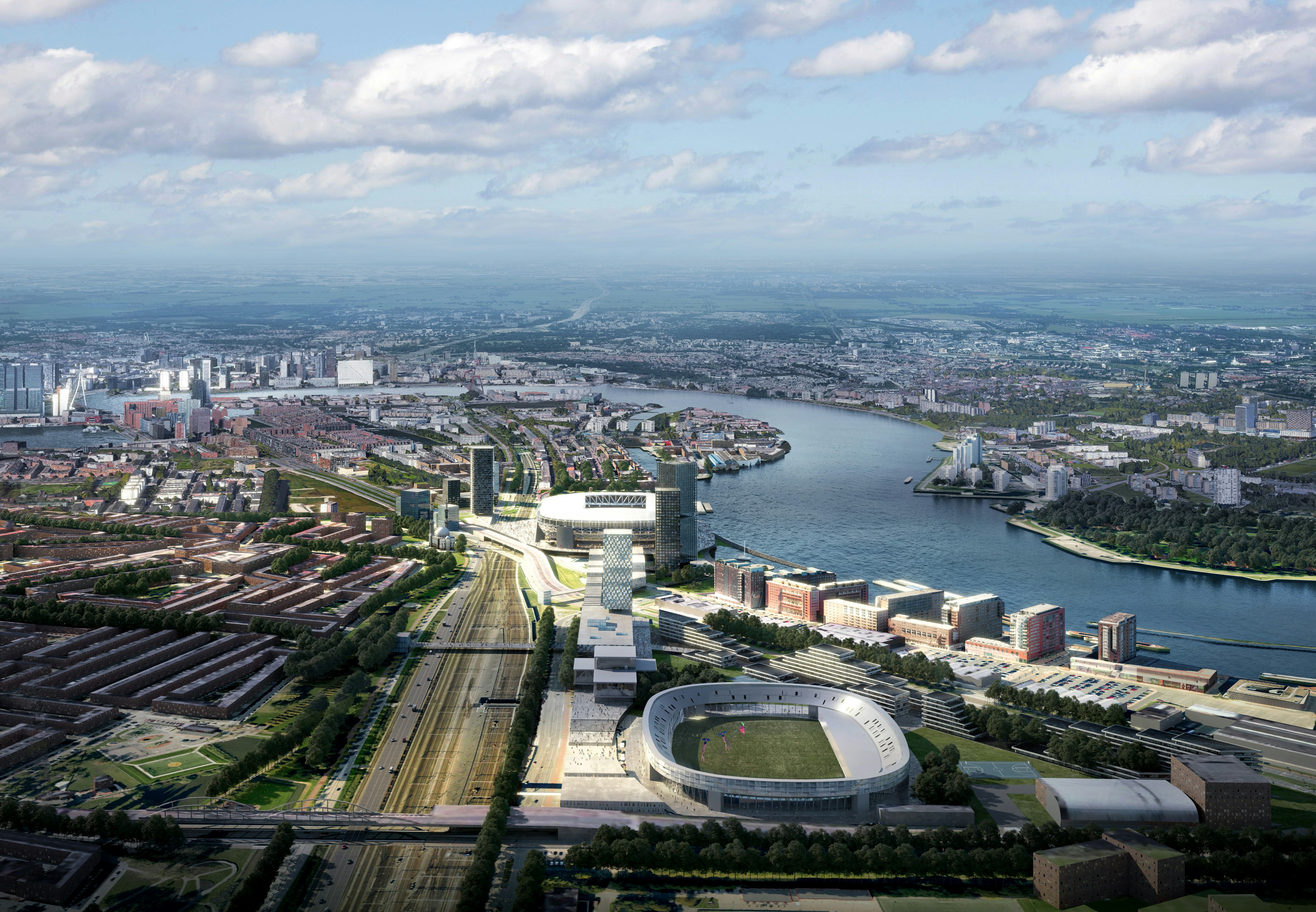 Feyenoord City naar een ontwerp van OMA ism met EGM en West 8. Beeld: OMA