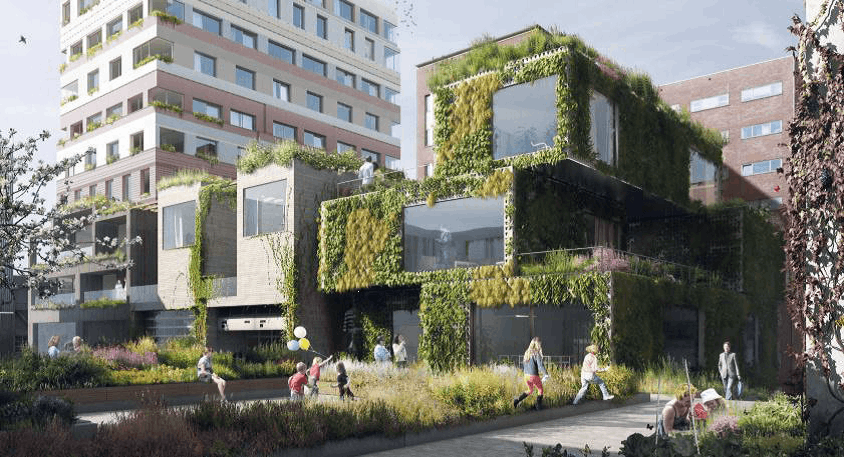 Voorbeeld van natuurinclusief bouwen door DS Landschapsarchitecten