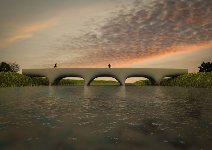 Het ontwerp van de 3D- brug in Nijmegen. Beeld Pim Feijen/Rijkswaterstaat