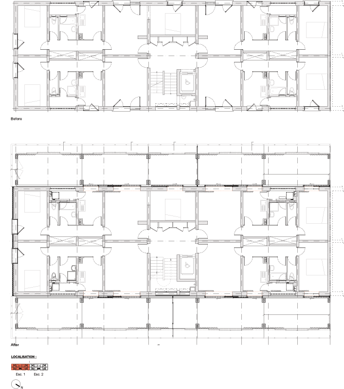 Transformatie van 530 woningen in Grand Parc Bordeaux door Lacaton & Vassal architectes, Frédéric Druot Architecture en Christophe Hutin Architecture