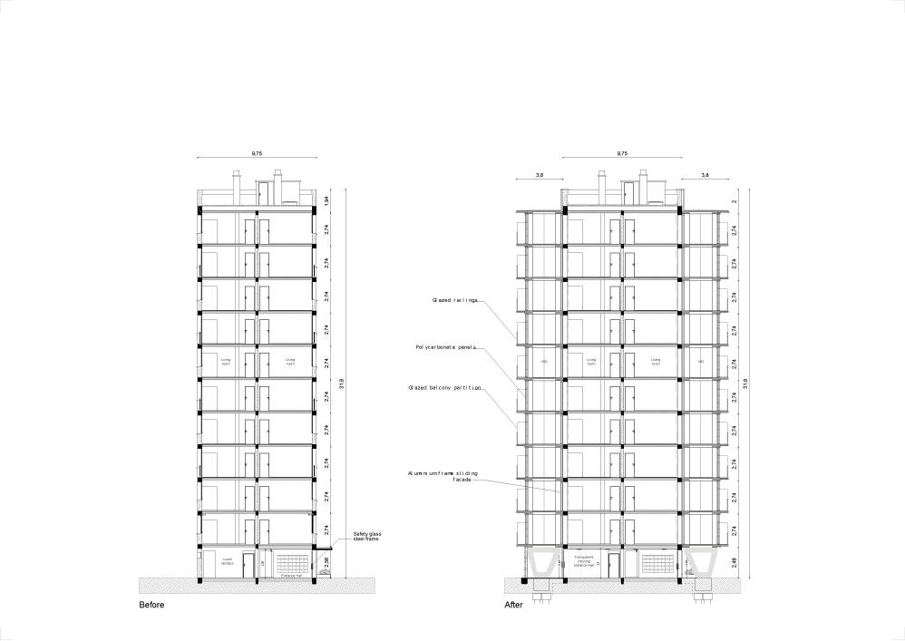 Transformatie van 530 woningen in Grand Parc Bordeaux door Lacaton & Vassal architectes, Frédéric Druot Architecture en Christophe Hutin Architecture