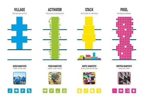 Een mix van audio, video en afbeeldingen is onderdeel van de tentoonstelling. Beeld MVRDV