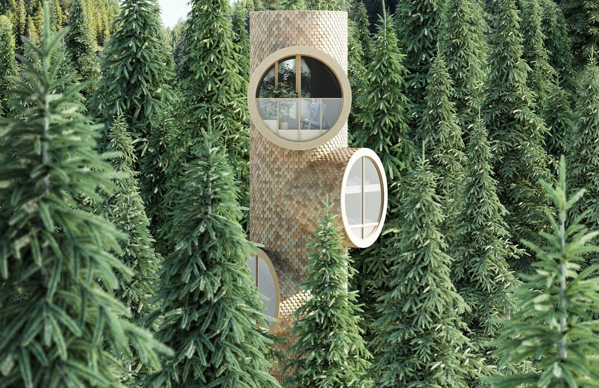 Conceptueel Tiny Treehouse Bert door Atelier Precht