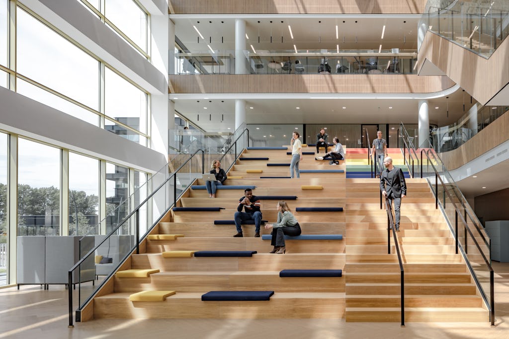 Hoofdkantoor Danone in Hoofddorp door Powerhouse Company. Beeld Sebastian van Damme