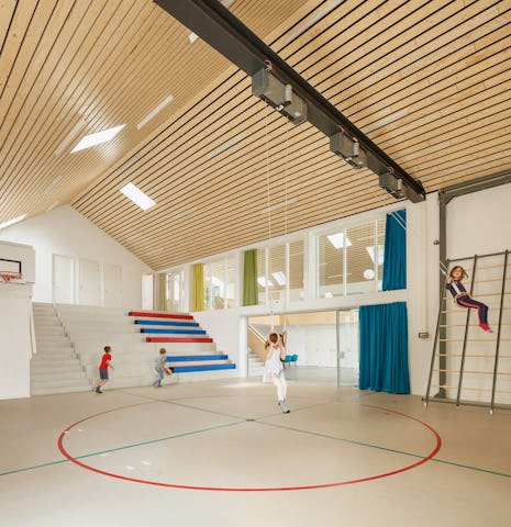 Gymzaal en aulaMFC Biggekerke. Beeld Katja Effting