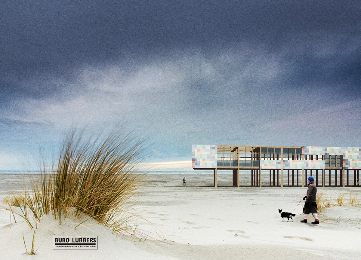 Het Juttershuis door Buro Lubbers wint prijsvraag Strandpaviljoen van de Toekomst. Impressie Buro Lubbers