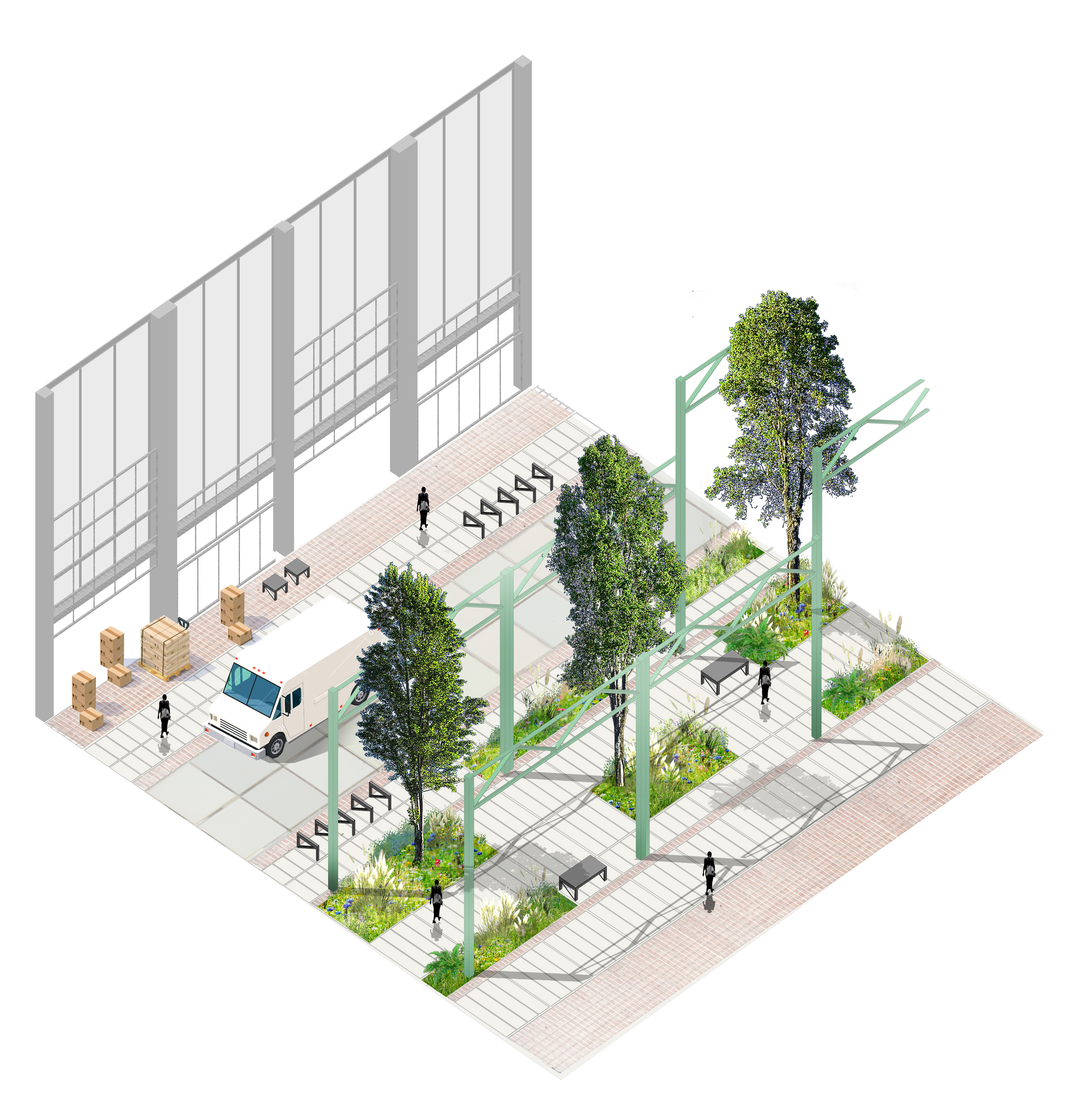 Principe uitwerking hartlijn van 20 meter met behoud oorspronkelijke spanten