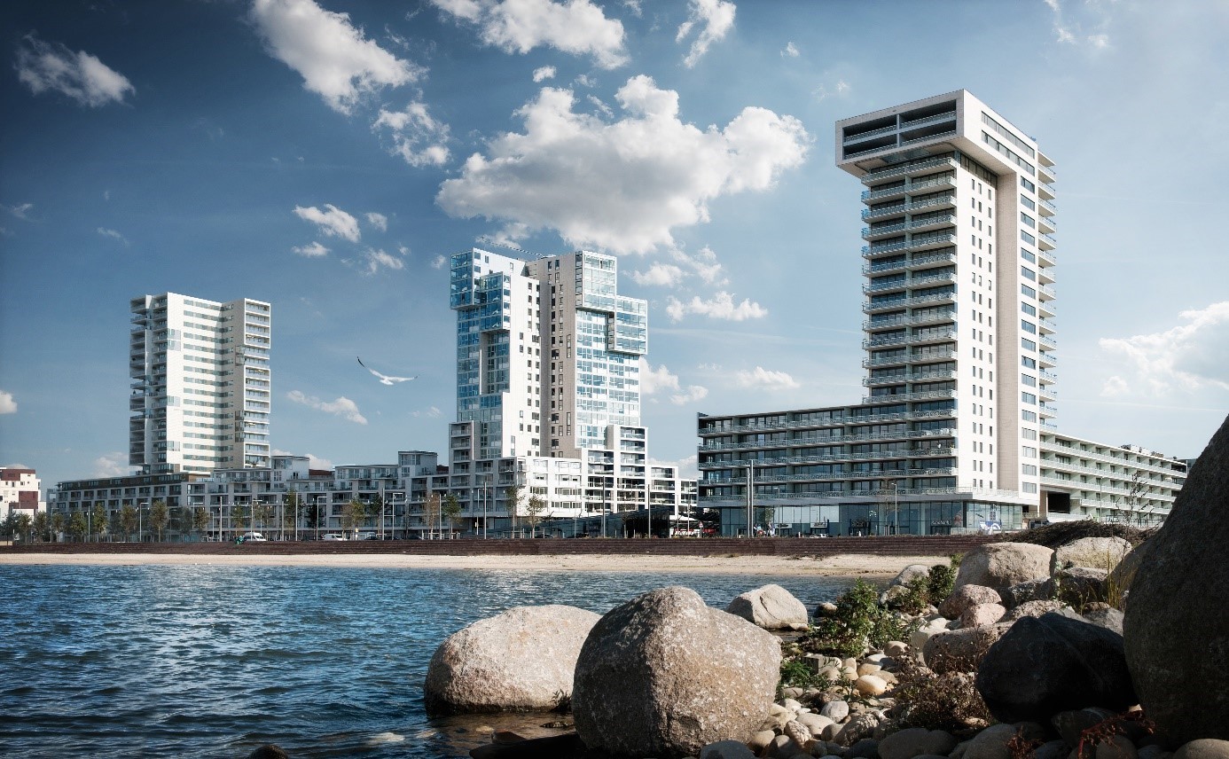 Overzicht Newport Nesselande met rechts de a.i. van de Kopenhagen
