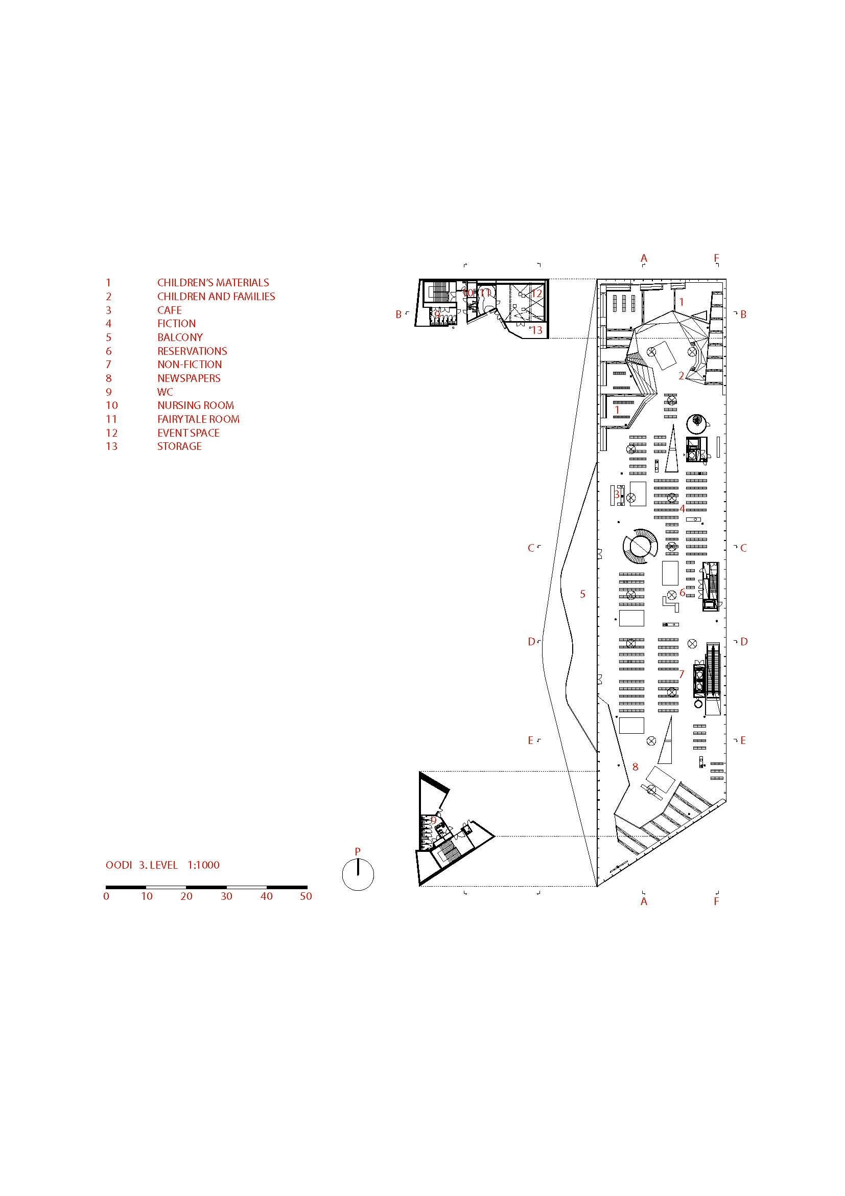 Tweede verdieping Oodi in Helsinki 