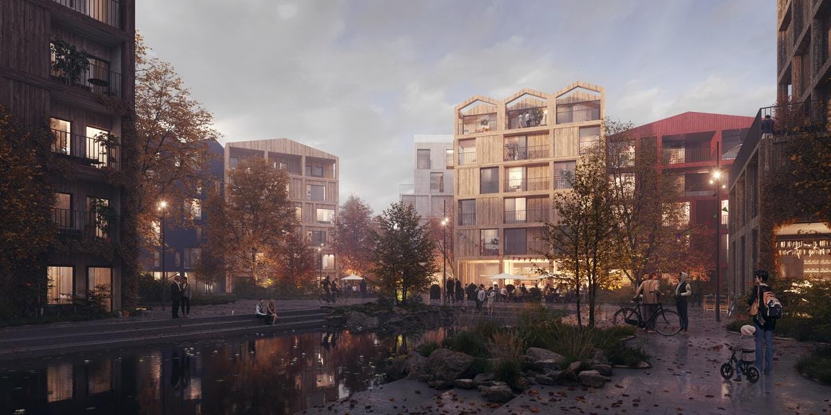 Stortplaats in Kopenhagen wordt duurzame houten woonwijk