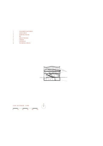 Dwarsdoorsnede BB' Oodi in Helsinki