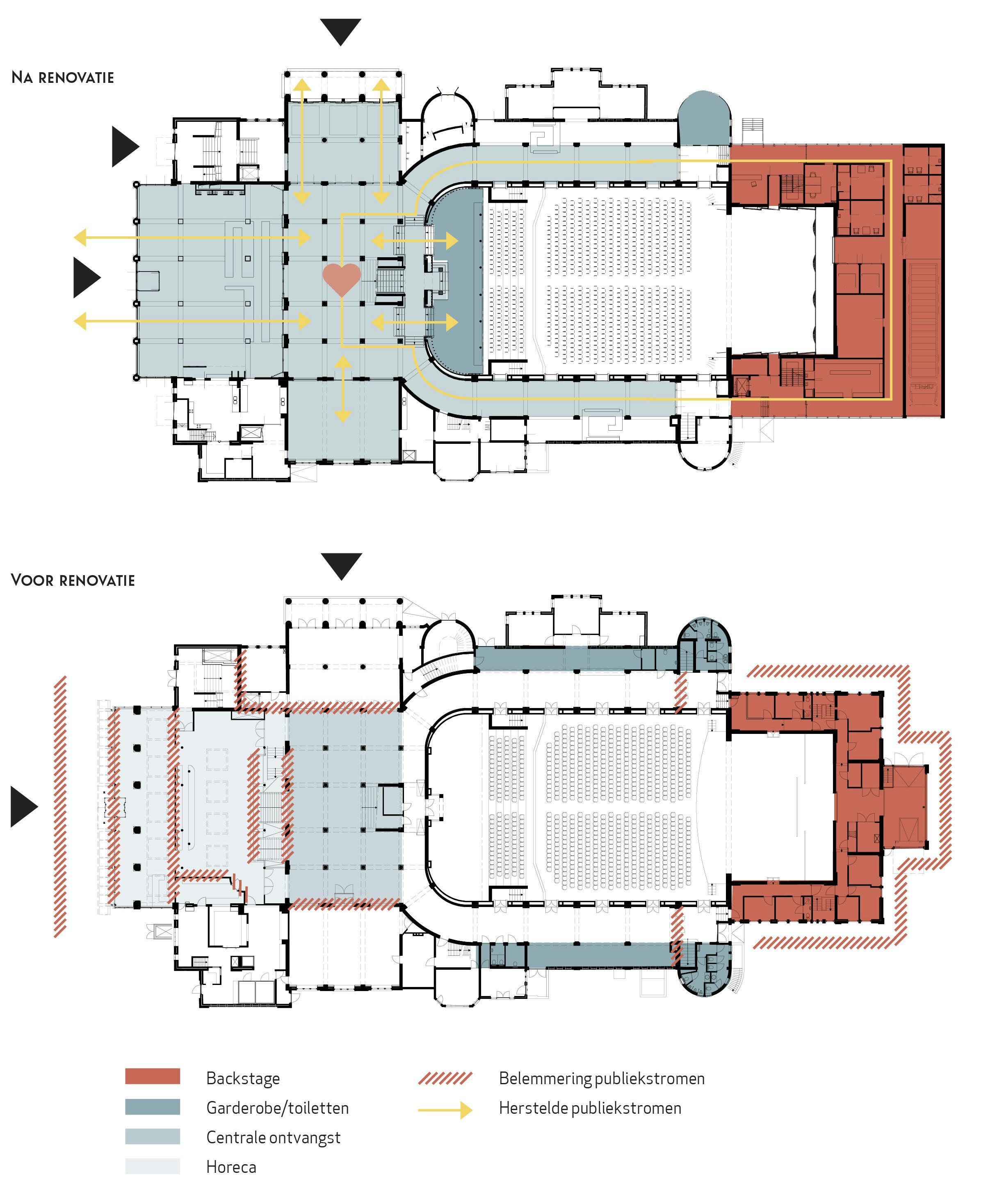 Plattegrond. Renovatie en verduurzamingDe Vereeniging Nijmegen door Braaksma & Roos