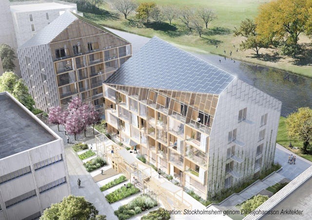 In Zweden worden hoge milieustandaarden gehanteerd: nieuwbouw dient energiepositief of passief te zijn met behulp van zonnepanelen