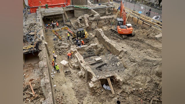 Bouw Bibliotheek Neude in Utrecht door Rijnboutt en Zecc Architecten. Beeld Kees Hummel