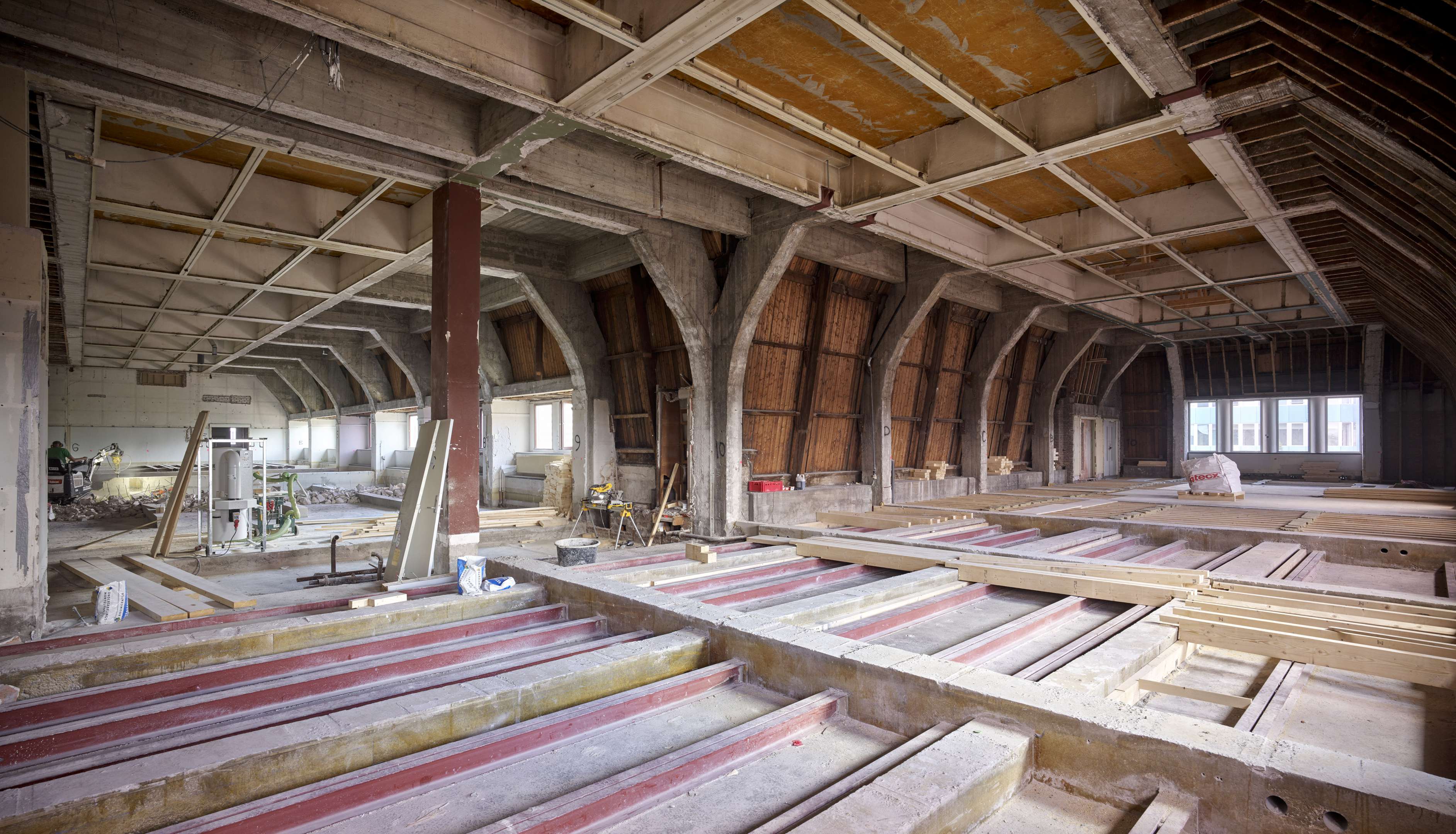 Bouw Bibliotheek Neude in Utrecht door Rijnboutt en Zecc Architecten. Beeld Kees Hummel