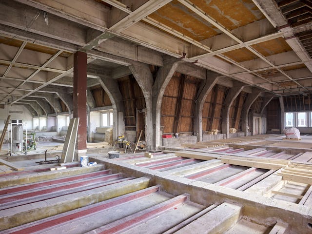 Bouw Bibliotheek Neude in Utrecht door Rijnboutt en Zecc Architecten. Beeld Kees Hummel