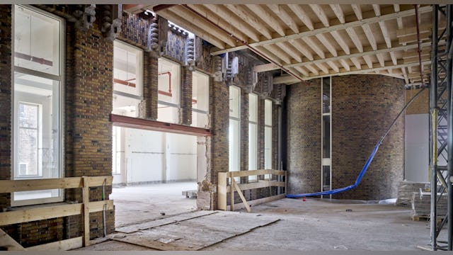 Bouw Bibliotheek Neude in Utrecht door Rijnboutt en Zecc Architecten. Beeld Kees Hummel