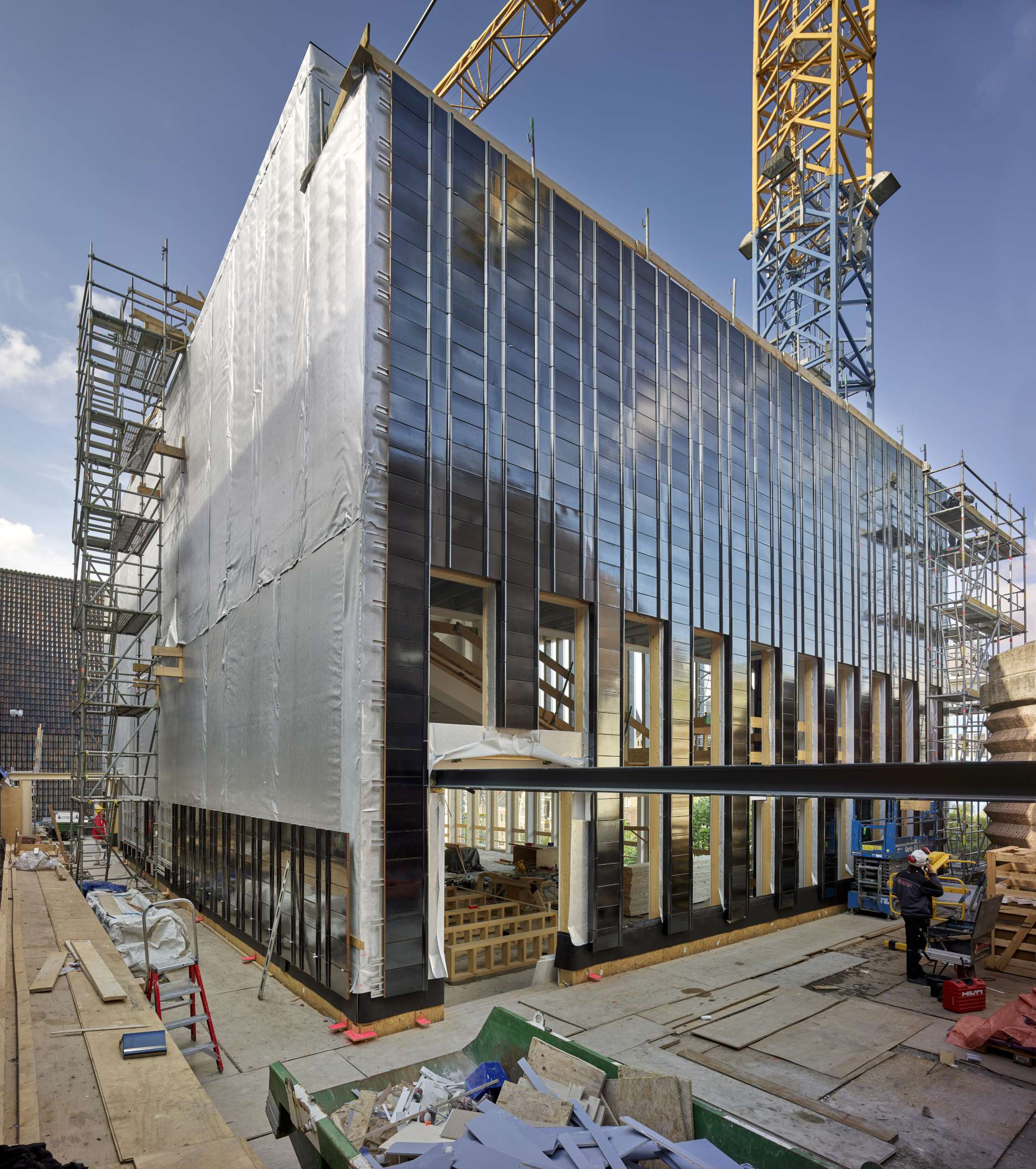 Bouw Bibliotheek Neude in Utrecht door Rijnboutt en Zecc Architecten. Beeld Kees Hummel