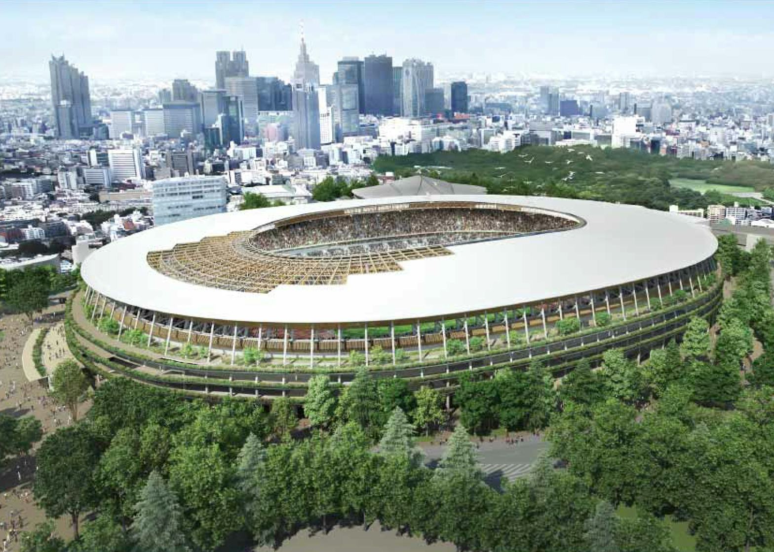 Het Olympisch Stadion in Tokio, een ontwerp van Kengo Kuma