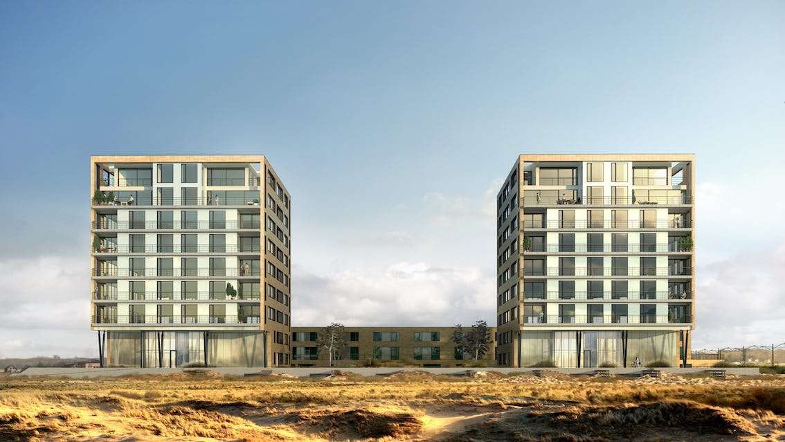Op het bedrijventerrein Nieuw-Noord in Zandvoort ontwierp Thijs Asselbergs (ism Design3D en Van Ommeren) twee woontorens die nu in uitvoering zijn