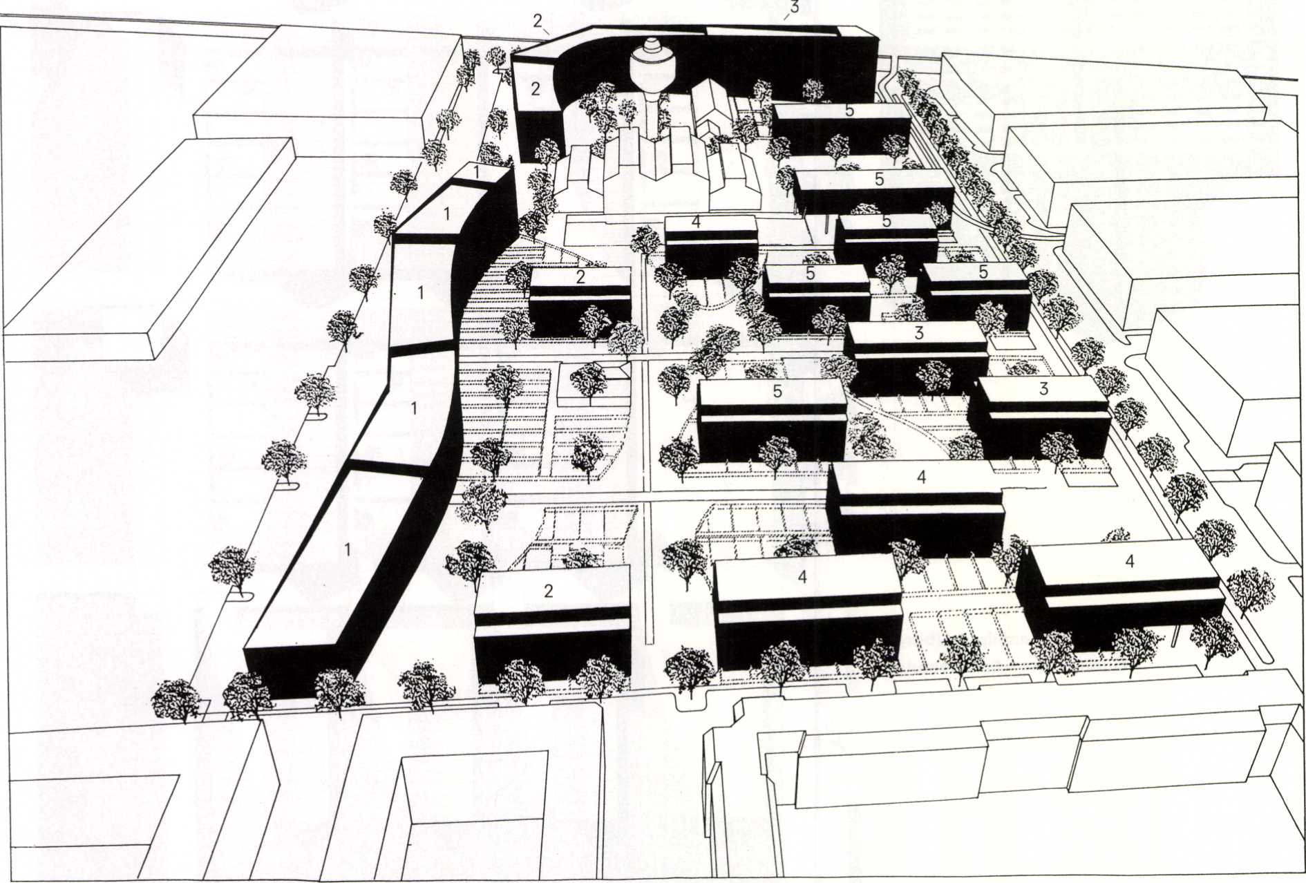 Stedebouwkundig ontwerp GWL-terrein Kees Christiaanse Architekten & Planners 1 DKV 2 WJ. Neutelings 3 Kees Christiaanse 4 Liesbeth van der Pol 5 Meyer & Van Schooten