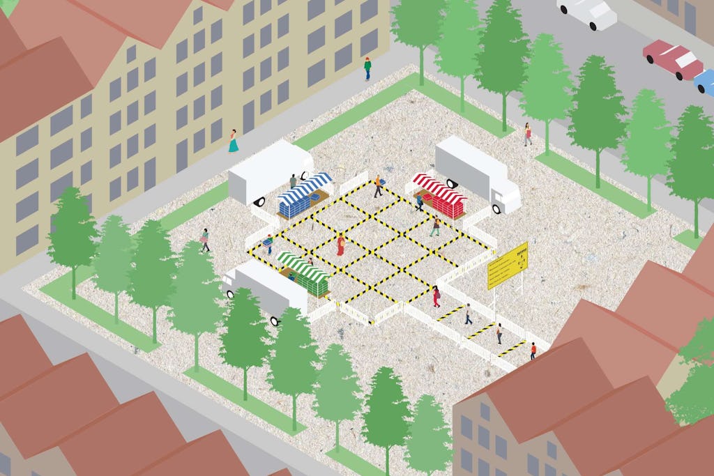 Lokale micromarkt voor coronacrisis door Shift architecture urbanism