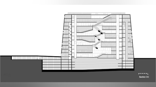 Lengtedoorsnede Forum Groningen door NL Architects