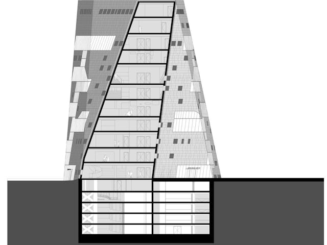 Dwarsdoorsnede Forum Groningen door NL Architects