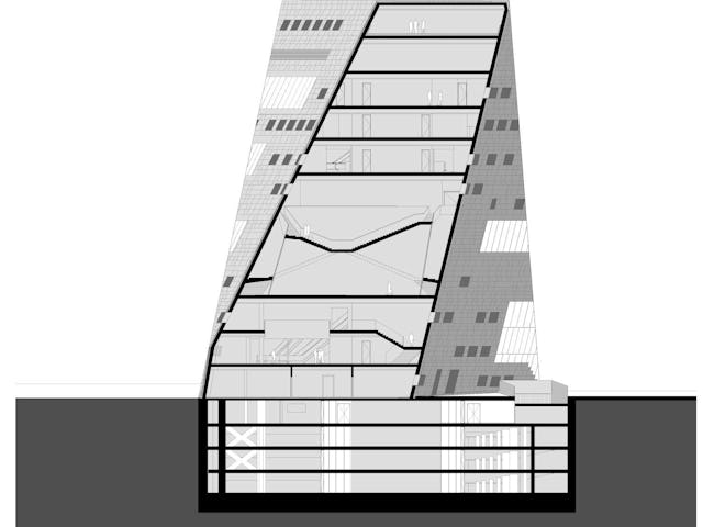 Dwarsdoorsnede Forum Groningen door NL Architects